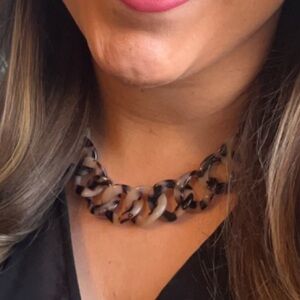 J Crew Factory Tortoiseshell Acrylic Chain Necklace